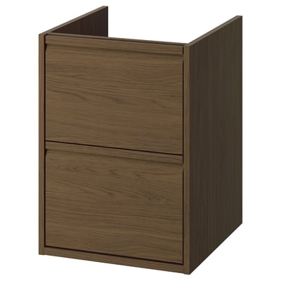 ÄNGSJÖN Bathroom vanity with drawers, brown oak effect, 18x21x25 1/8 "
