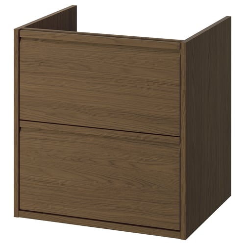 ÄNGSJÖN wood-like brown wash-stand, 3 parts, minimalist design, wall-mountable.