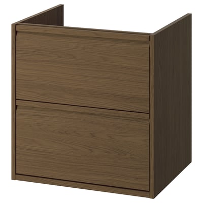 ÄNGSJÖN Bathroom vanity with drawers, brown oak effect, 24x21x25 1/8 "