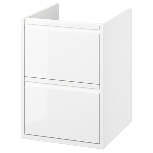 ÄNGSJÖN white bathroom cabinet with drawers, minimalist design, wall-mountable.