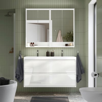 ÄNGSJÖN Bathroom vanity with drawers, high gloss white, 48x21x25 1/8 "