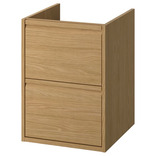 ÄNGSJÖN light oak bathroom cabinet with drawers, minimalist design.