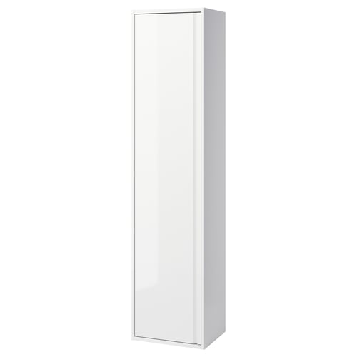 ÄNGSJÖN: white bathroom storage cabinet, minimalist design with glass & fibreboard