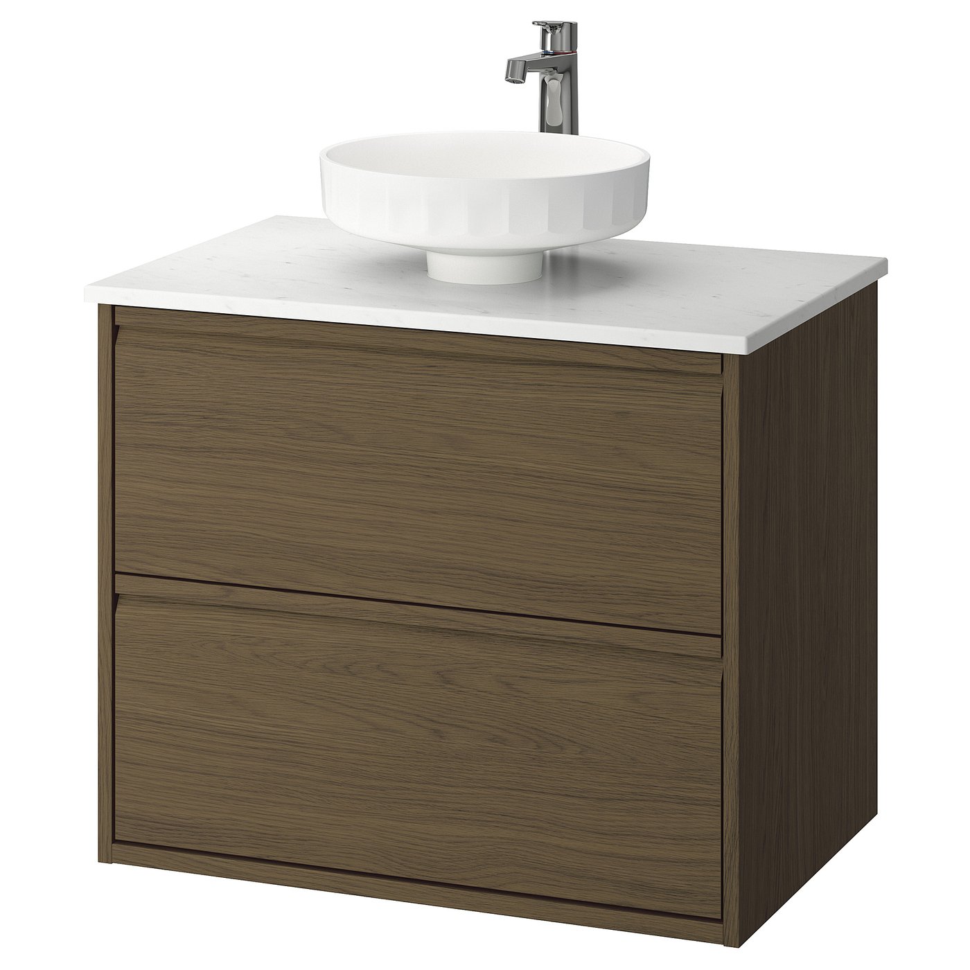 ÄNGSJÖN / LERSJÖN Bathroom vanity with sink & faucet, brown