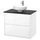 ÄNGSJÖN / LERSJÖN Bathroom vanity with sink & faucet, high gloss white/black marble effect, 31x21 1/2x31 3/8 "
