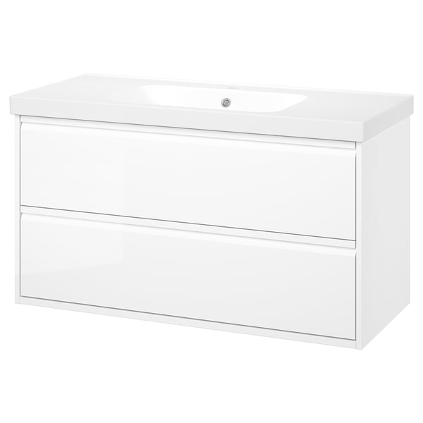 ÄNGSJÖN / ORRSJÖN Bathroom vanity w/ drawers and sink, high gloss white, 49x21 3/4x27 5/8 "