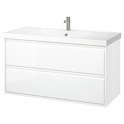 ÄNGSJÖN / ORRSJÖN Bathroom vanity with sink & faucet, high gloss white, 49x21 3/4x27 5/8 "