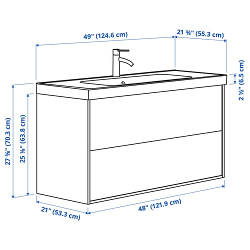 Illustration with measurements for the product: ÄNGSJÖN.