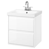 ÄNGSJÖN / ORRSJÖN Bathroom vanity with sink & faucet, high gloss white, 25x21 3/4x27 5/8 "