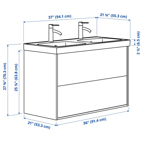 Illustration with measurements for the product: ÄNGSJÖN.