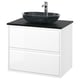 ÄNGSJÖN / OXMYREN Bathroom vanity with sink & faucet, high gloss white/black marble effect, 31x21 1/2x30 5/8 "