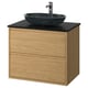 ÄNGSJÖN / OXMYREN Bathroom vanity with sink & faucet, oak effect/black marble effect, 31x21 1/2x30 5/8 "