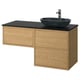 ÄNGSJÖN / OXMYREN Bathroom vanity with sink & faucet, oak effect/black marble effect, 49x21 1/2x30 5/8 "