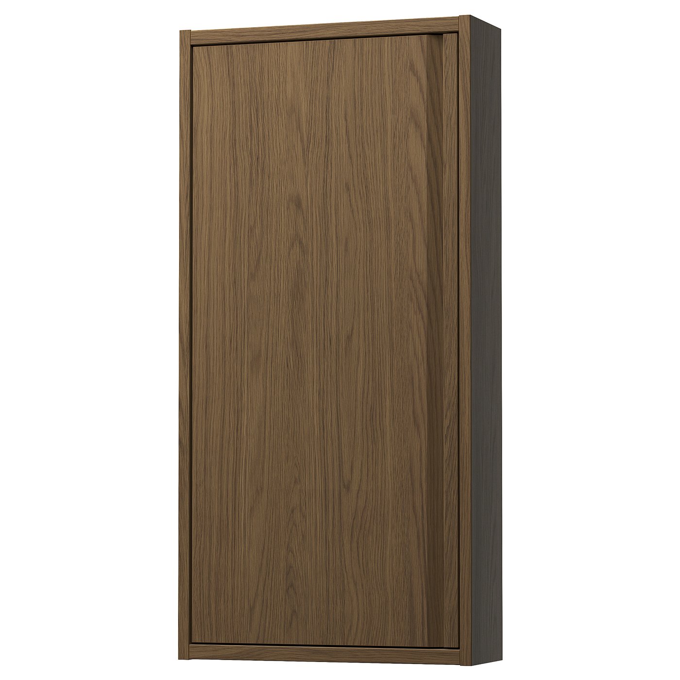 ÄNGSJÖN wall cabinet with door, brown oak effect, 18x6x37