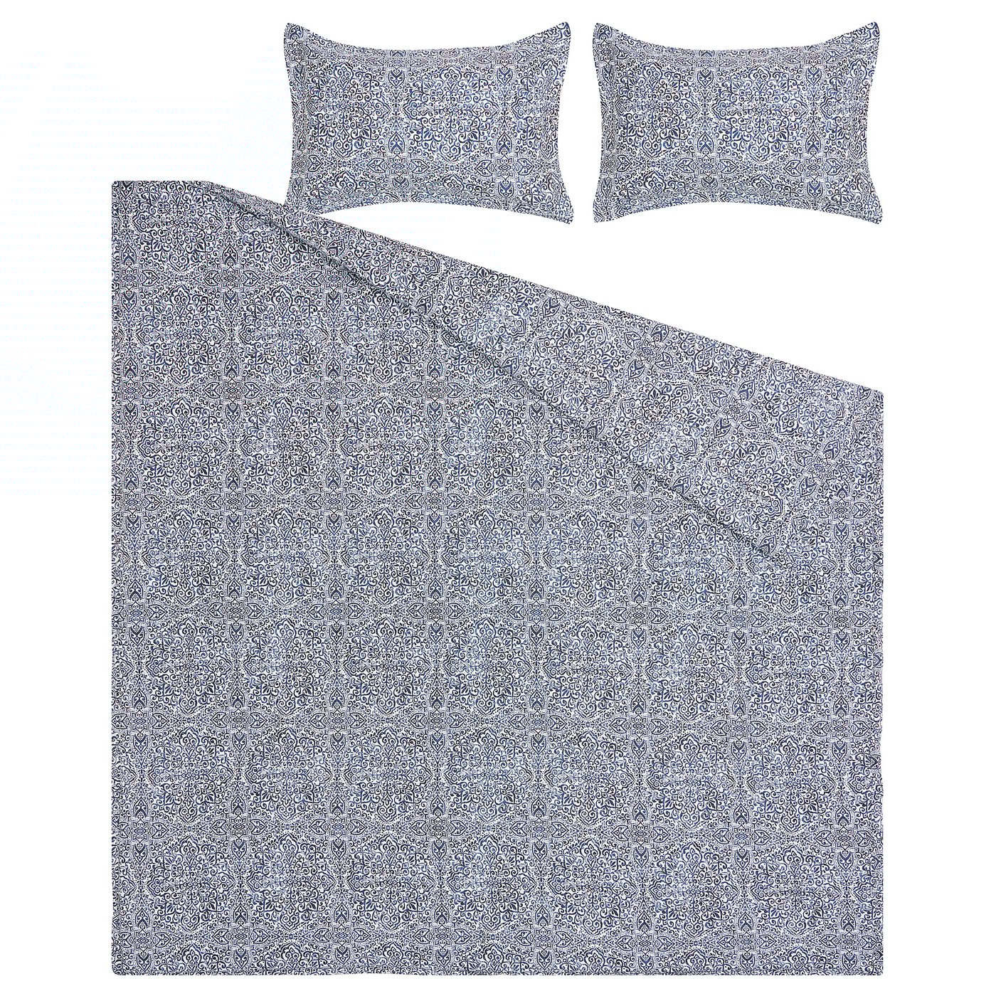 Comforter set, blue/white 4