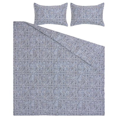 ÄNGSKLOCKA Comforter set, blue/white, Full/Queen