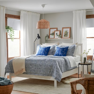 ÄNGSKLOCKA Comforter set, blue/white, Full/Queen