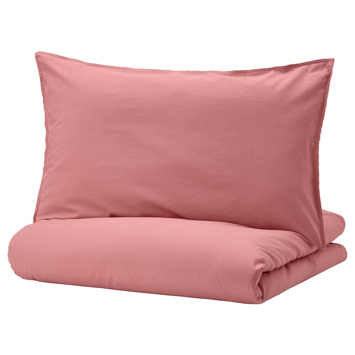 ÄNGSLILJA duvet cover and pillowcase(s), dark pink, King IKEA