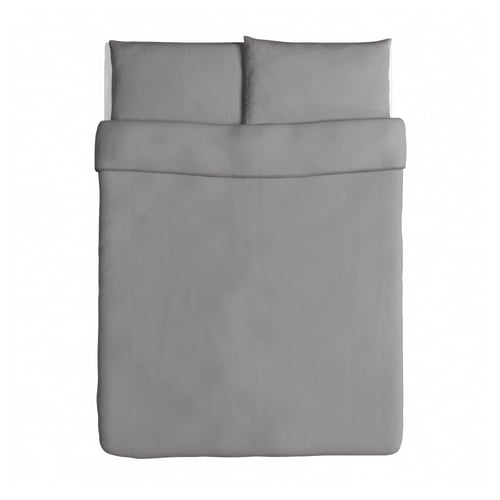 ÄNGSLILJA grey cotton duvet & pillows, soft & casual design.