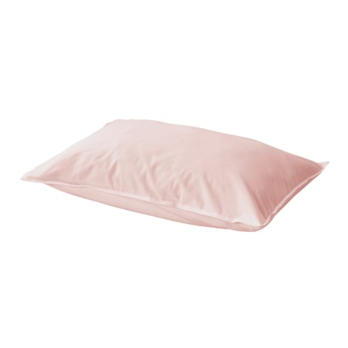 Pink rectangular pillow with soft, smooth cotton cover.