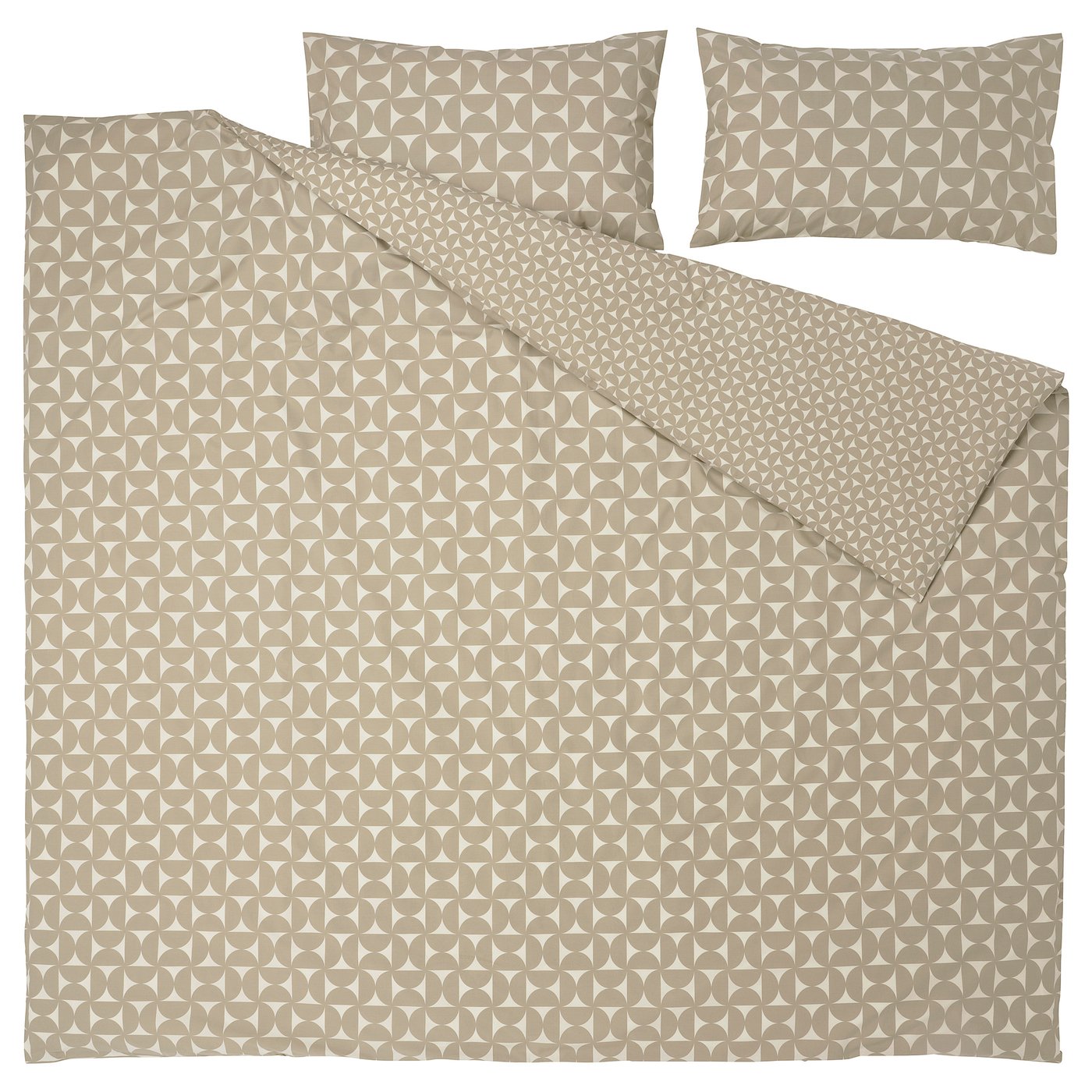 ÄNGSNEJLIKA duvet cover and pillowcase(s), gray-beige/off