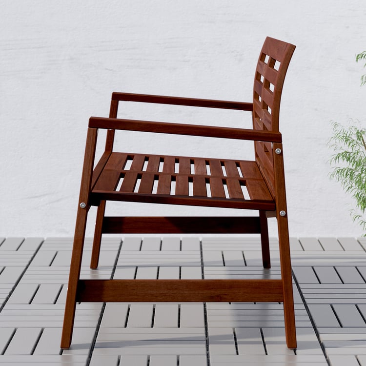 ÄPPLARÖ Bench with backrest, outdoor, brown stained - IKEA