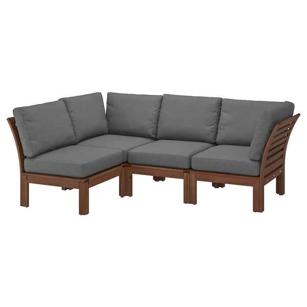 ÄPPLARÖ Modular corner sofa 3seat, outdoor, brown stained/Frösön