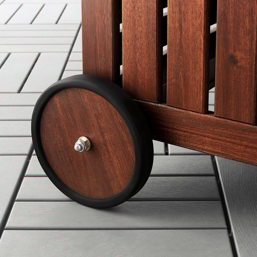 ÄPPLARÖ Storage bench, outdoor, brown stained brown, Width 50 3/8" IKEA