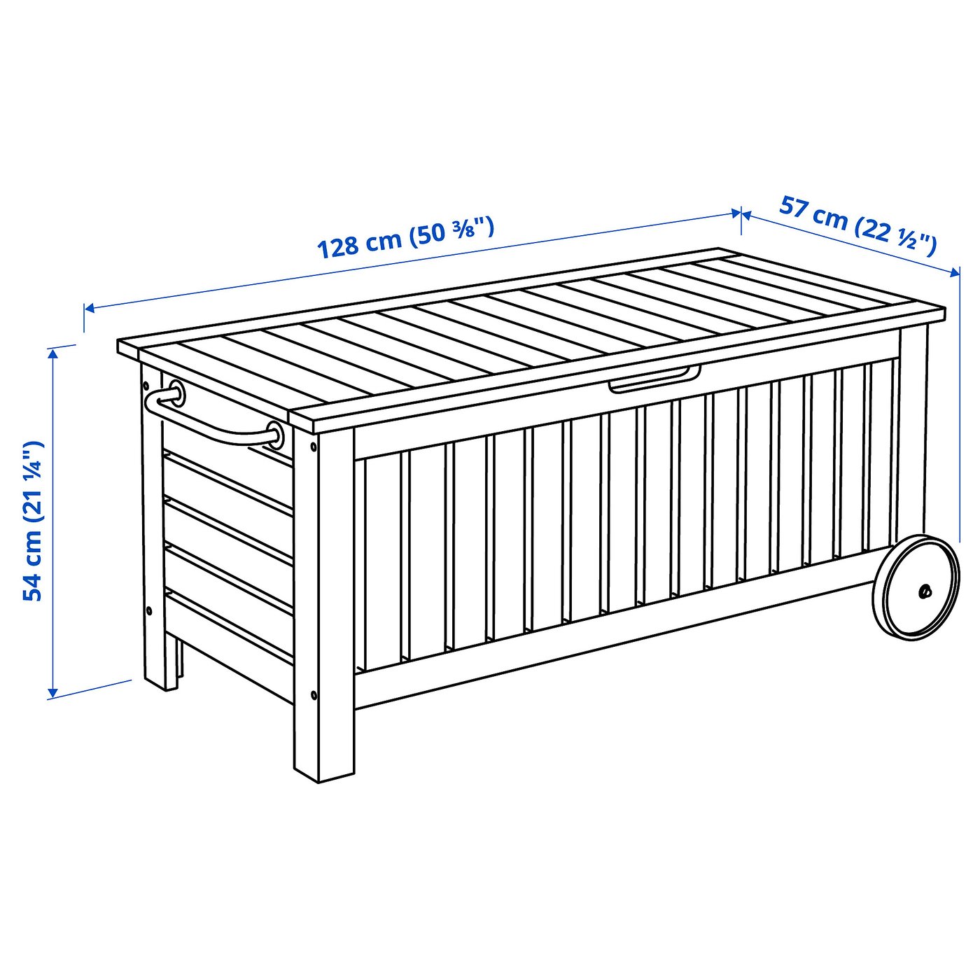 ÄPPLARÖ Storage bench, outdoor, brown stained brown, Width 50 3/8" IKEA