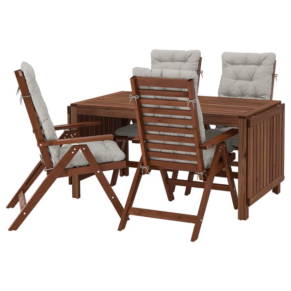 Applaro Table 4 Reclining Chairs Outdoor Brown Stained