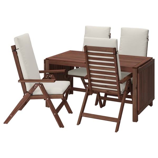 Applaro Table 4 Reclining Chairs Outdoor Brown Stained