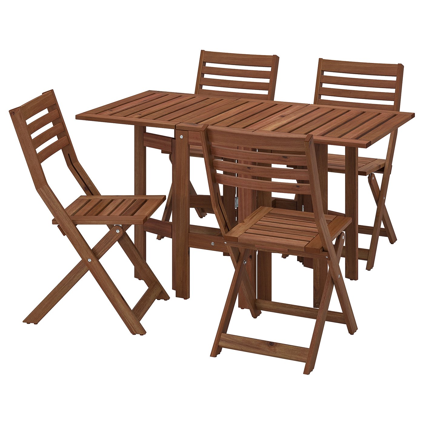 ÄPPLARÖ Table and 4 folding chairs, outdoor, brown stained. Order here