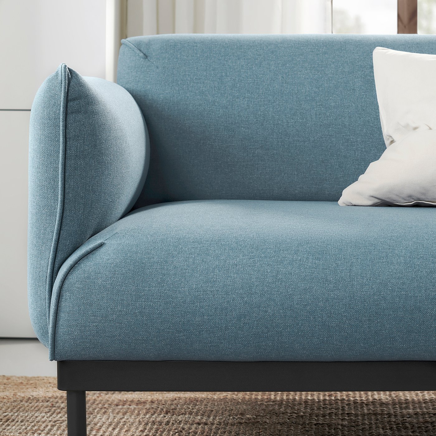 ÄPPLARYD sectional, 4-seat with chaise, Gunnared light blue