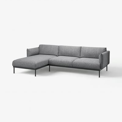 ÄPPLARYD Sofa with chaise, Lejde gray/black