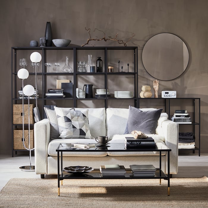 ÄSPERÖD coffee table, black/glass black, 451/4x227/8" IKEA