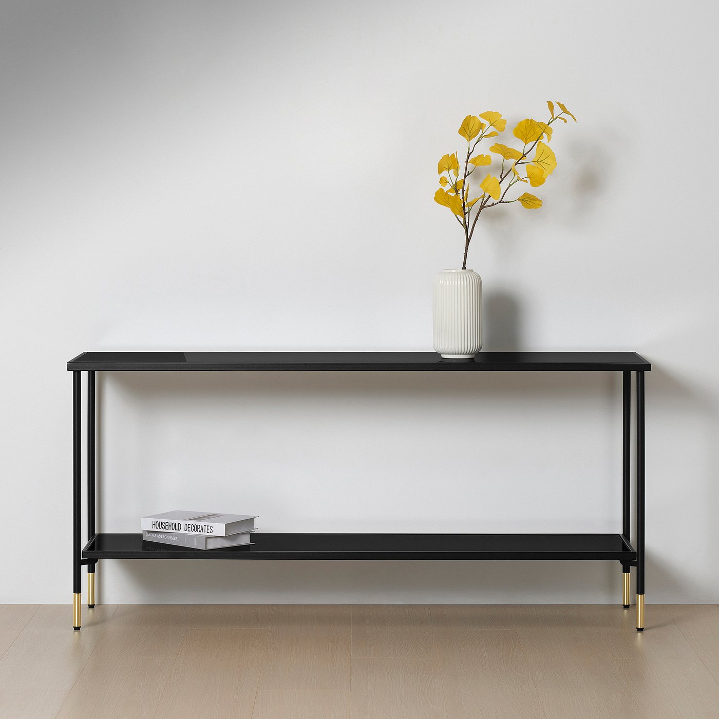 ÄSPERÖD console table, black/glass black, 551/8x153/4x255/8