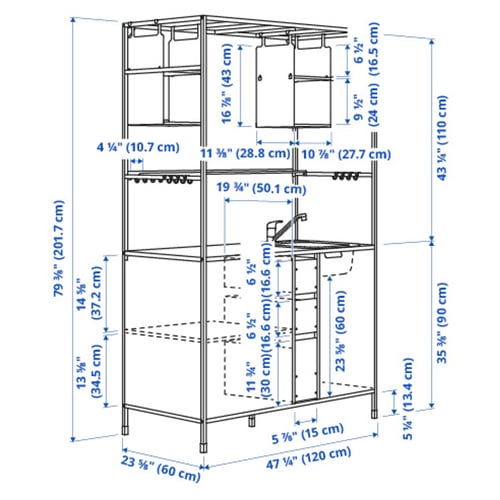 Illustration with measurements for the product: ÄSPINGE.