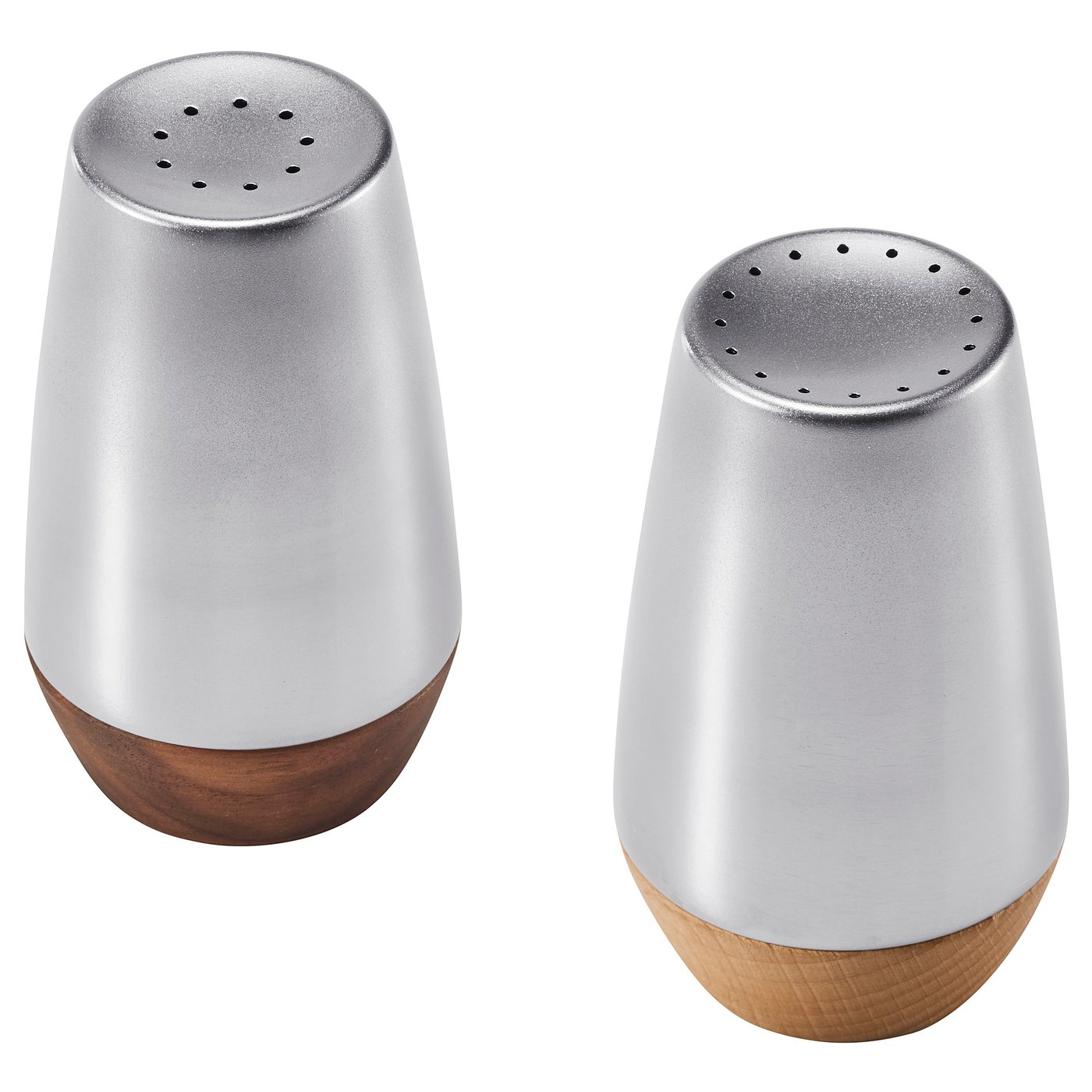 Salt & Pepper Shaker, Set Of 2, Stainless Steel Beech/Walnut