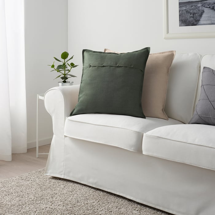 AINA cushion cover, graygreen, 26x26" IKEA