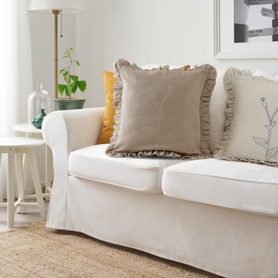 ÅKERNEJLIKA Cushion cover, beige/embroidery, 20x20 "