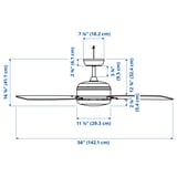 AKTERSKARP LED ceiling fan with light, dimmable/wood effect dark gray
