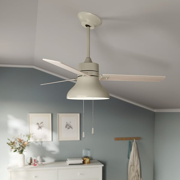 AKTERSTAGAD / BRUNALGER Ceiling fan w extension downrod, wood effect beige