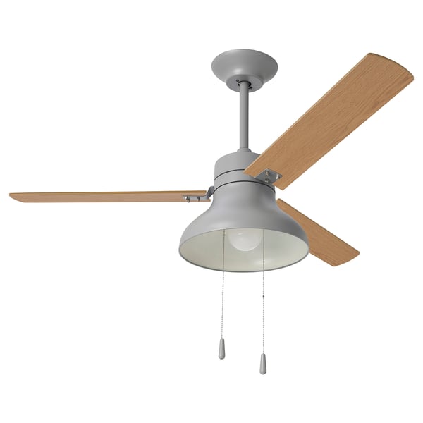 AKTERSTAGAD / BRUNALGER Ceiling fan w extension downrod, wood effect gray
