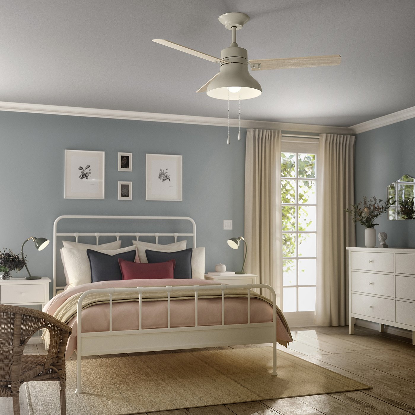 AKTERSTAGAD ceiling fan with light, wood effect beige - IKEA