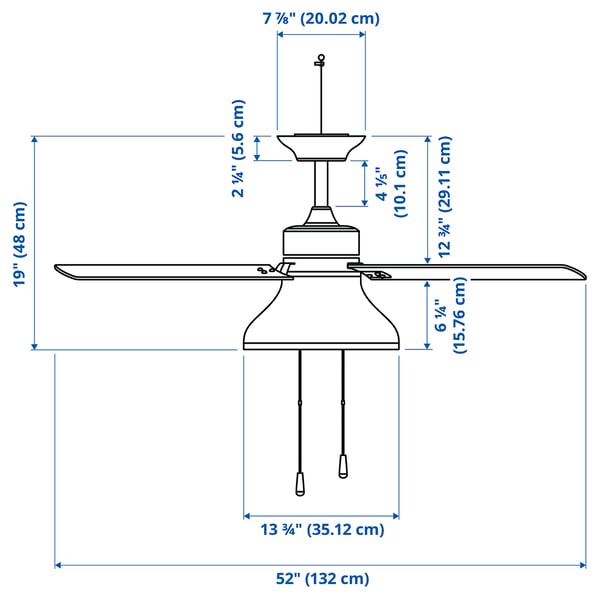 AKTERSTAGAD Ceiling fan with light, wood effect gray