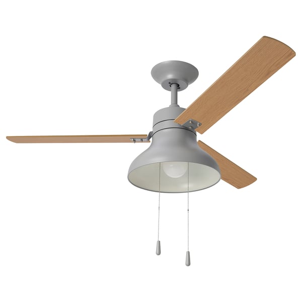 AKTERSTAGAD Ceiling fan with light, wood effect gray
