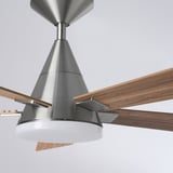 AKTERTOFTER LED ceiling fan with light, dimmable/wood effect silver color