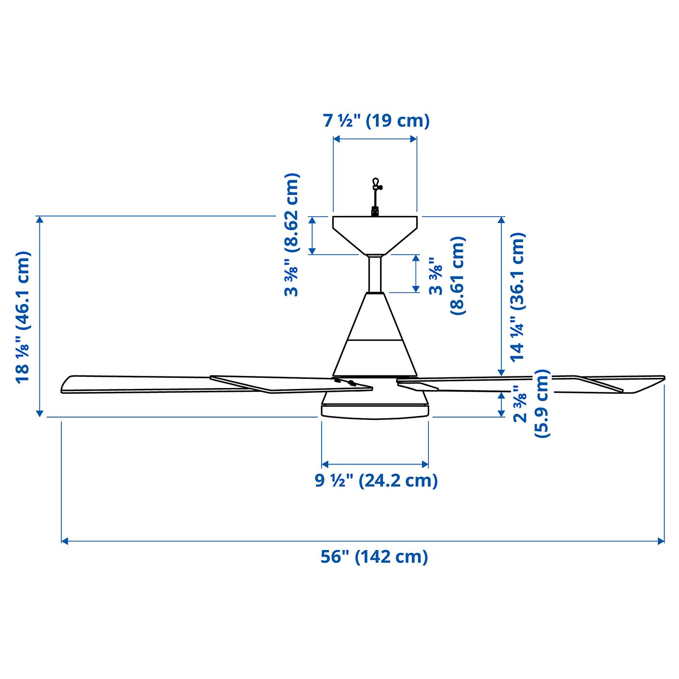 LED ceiling fan with light, dimmable/wood effect silver color 6