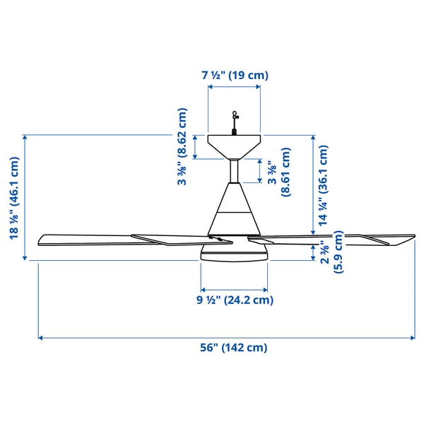 AKTERTOFTER LED ceiling fan with light, dimmable/wood effect silver color