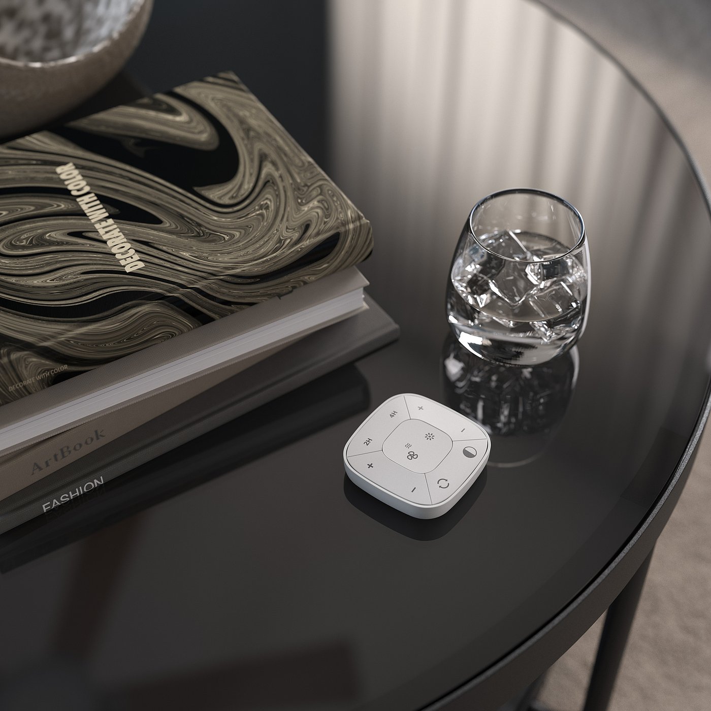 LED ceiling fan with light, dimmable/wood effect silver color 3